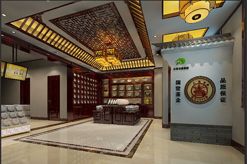 澄海古朴典雅的中式茶叶店大堂设计效果图